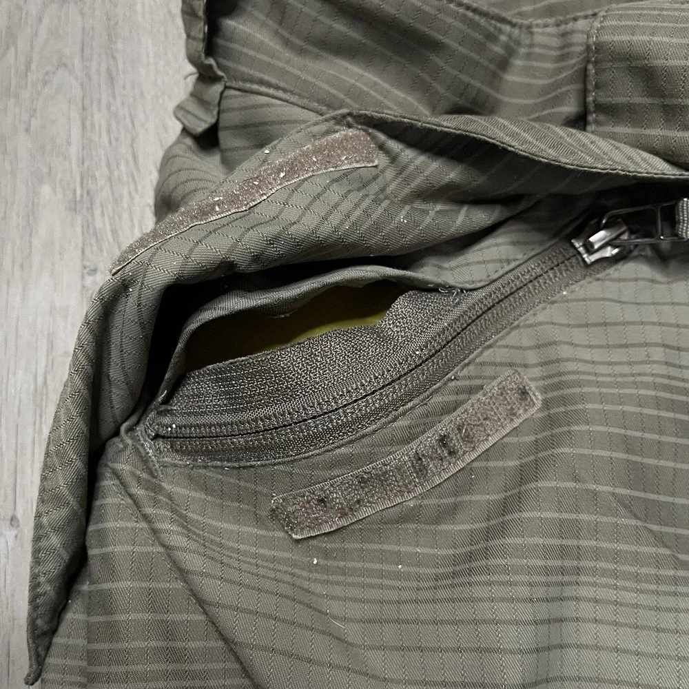 Sims Cargo Snowboard Pants Men's M Green Striped Ski Lined Ankle Zip 00s Y2K